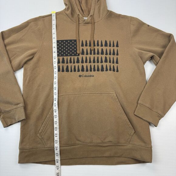 Columbia Trek Graphic Fleece Hoodie Men’s Medium Brown Delta Tree Flag Pullover - Picture 7 of 7